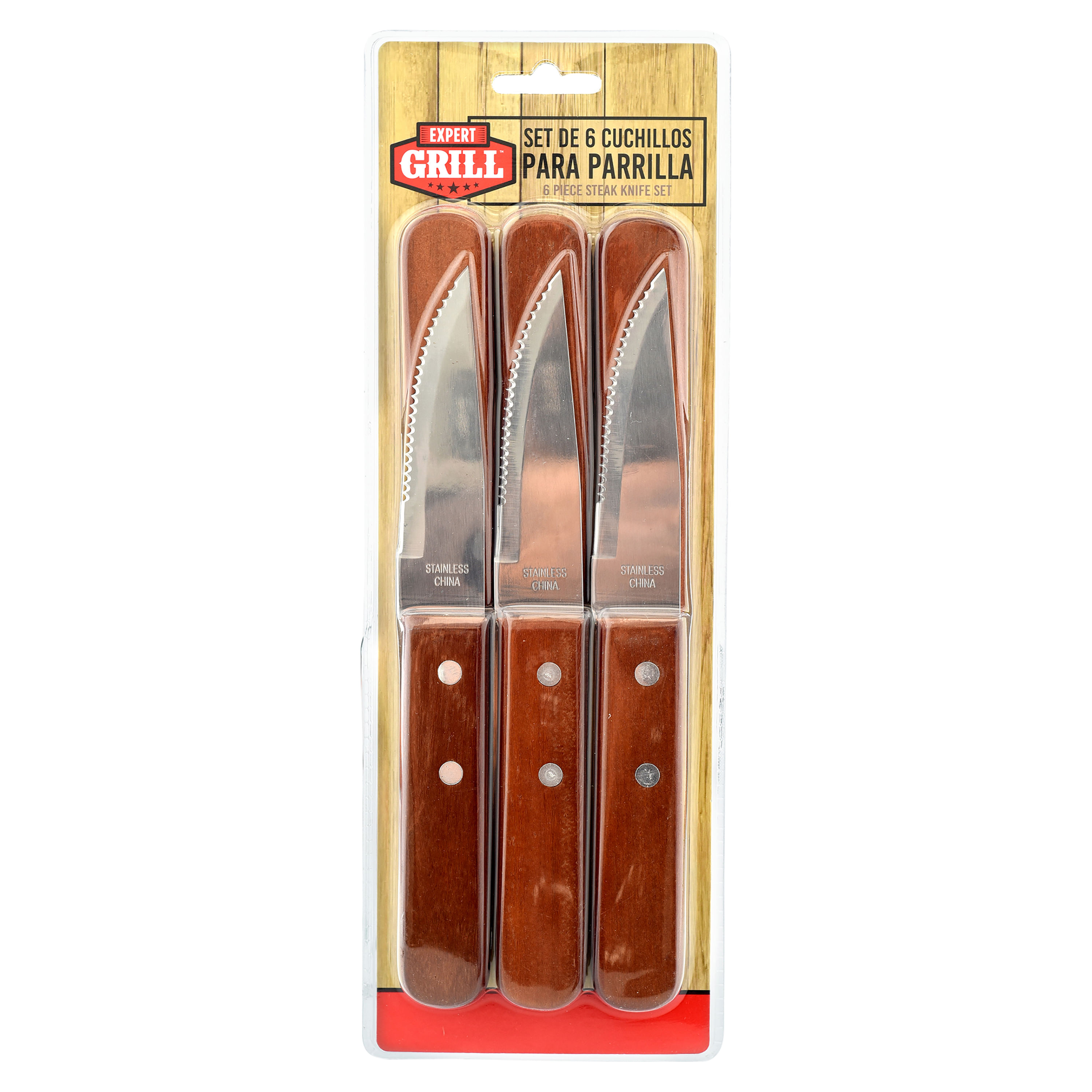 Cuchillos Expert Grill mango de madera - 6 uds