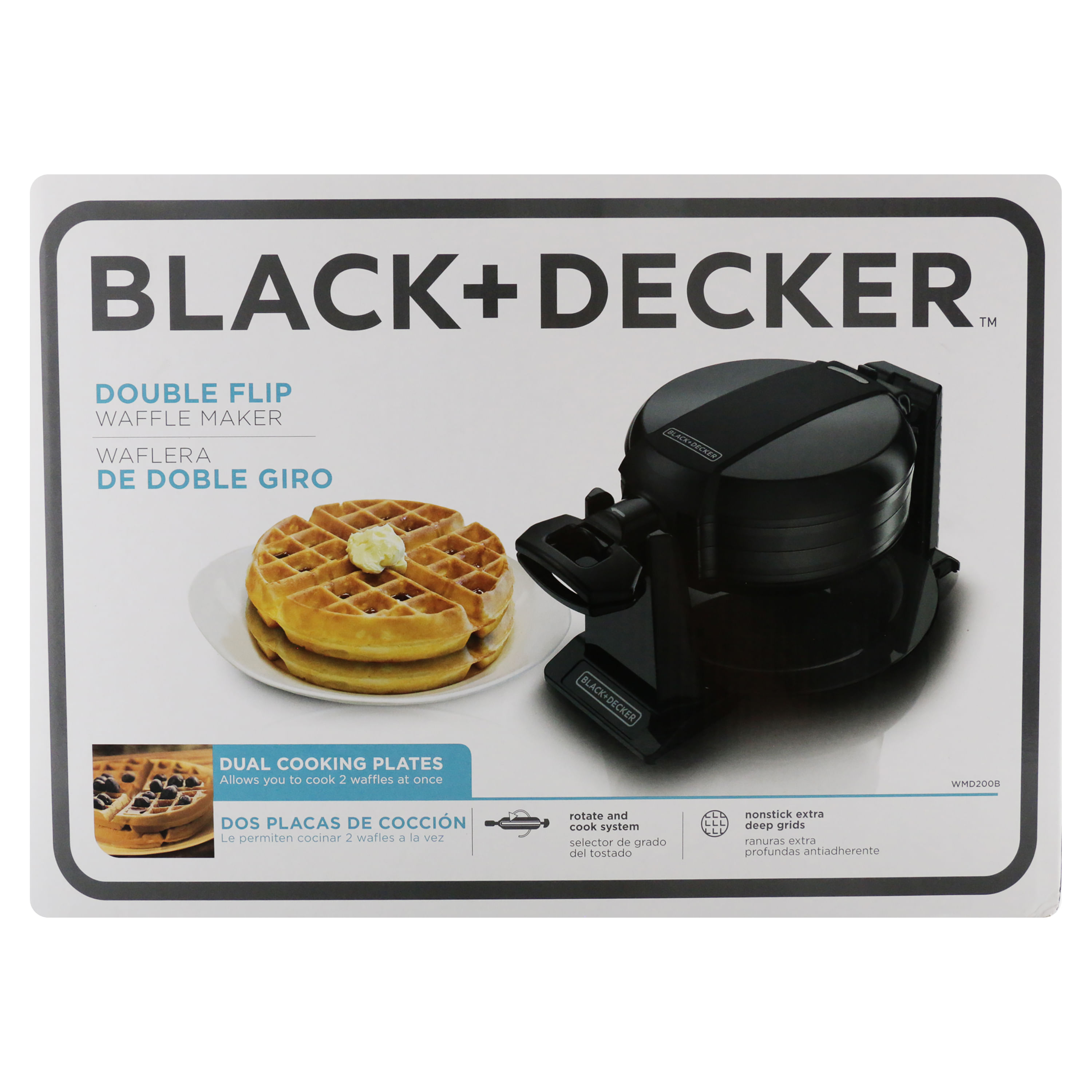 Waflera Black + Decker Estilo Belga Giratoria, WM2000B