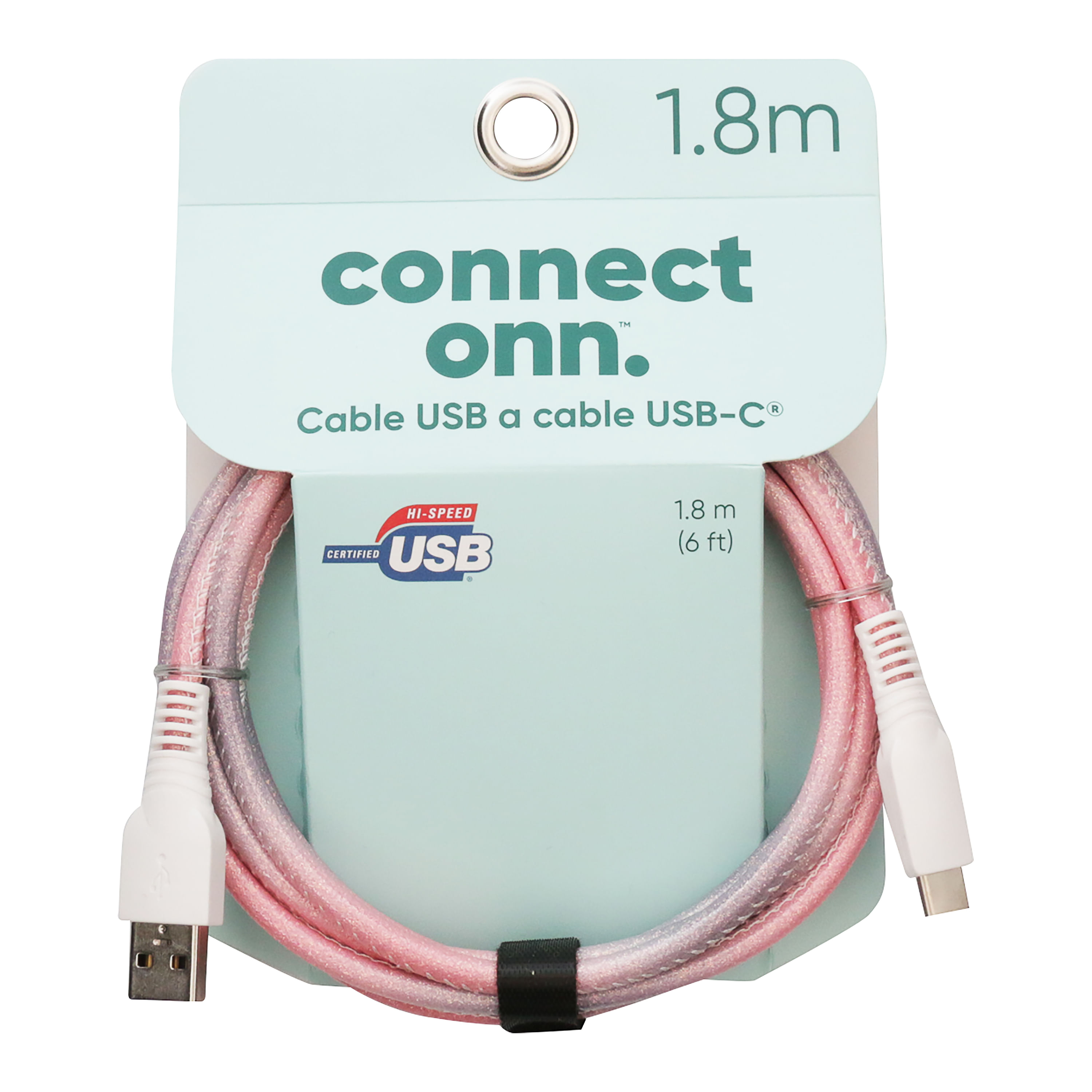 Cable Tipo C Onn Color Gris y Naranja Con Luz Usb 1 - 8mt