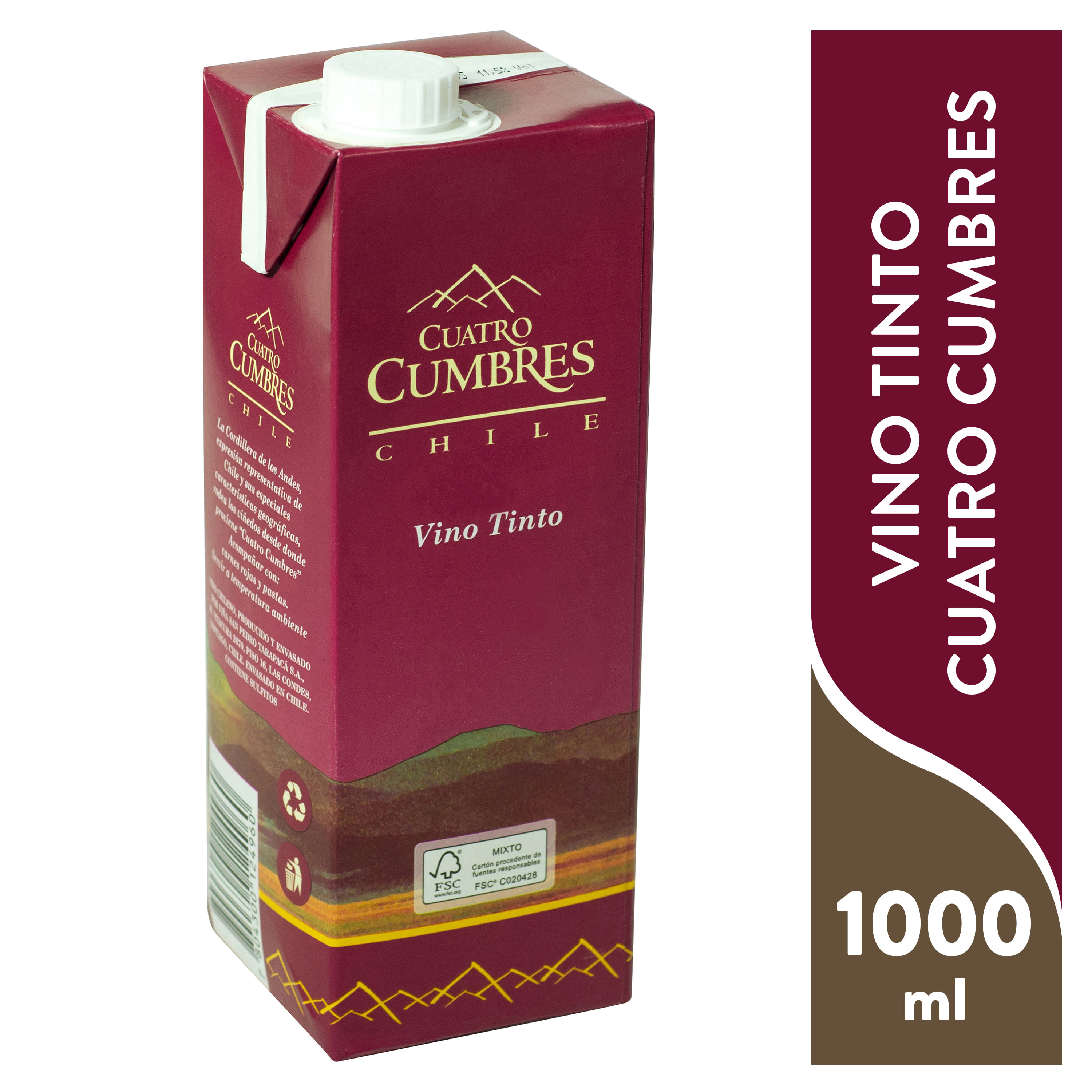 Vino Tinto Cuatro Cumbres 1000 ml