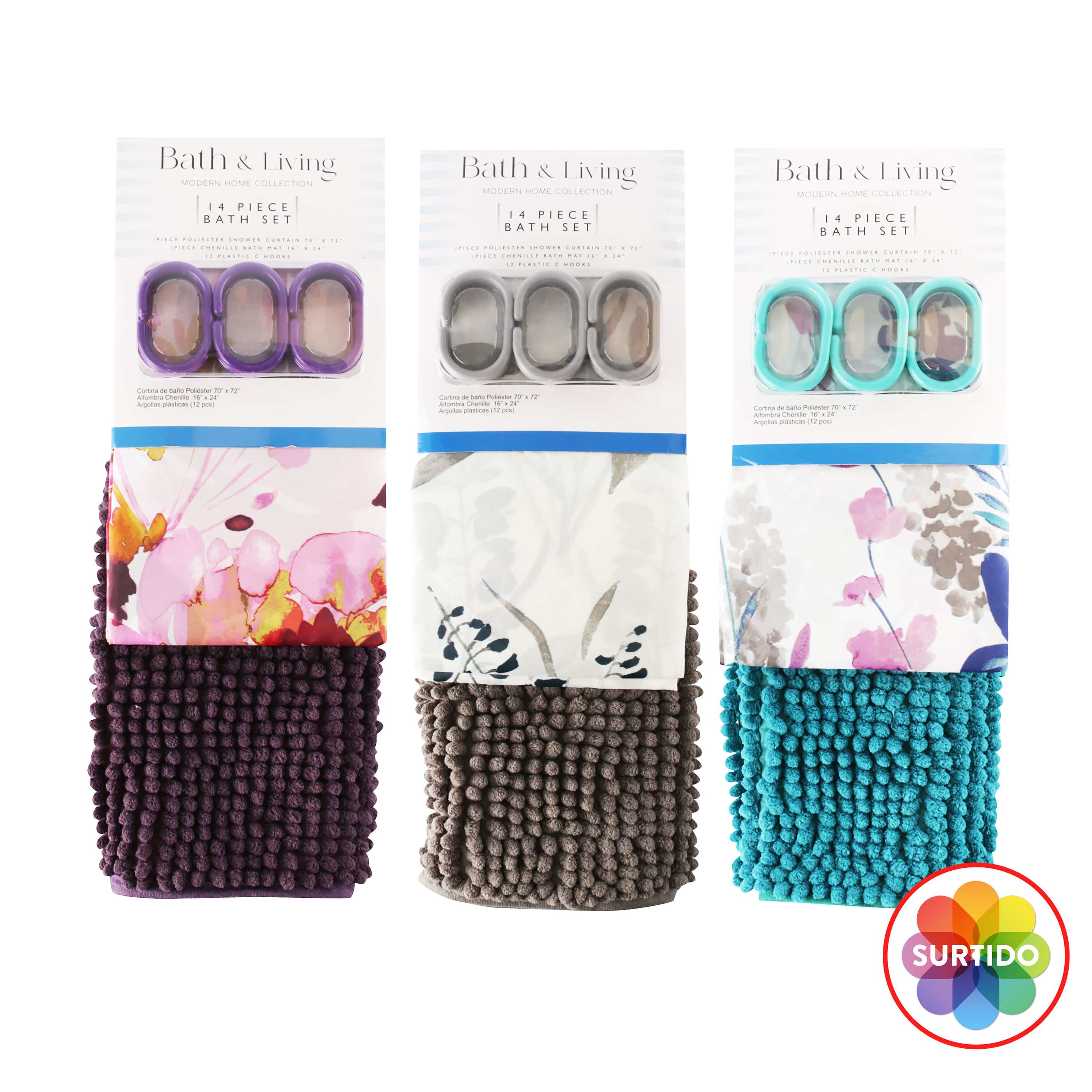 Cortina Bath de Baño Gancho Plástico