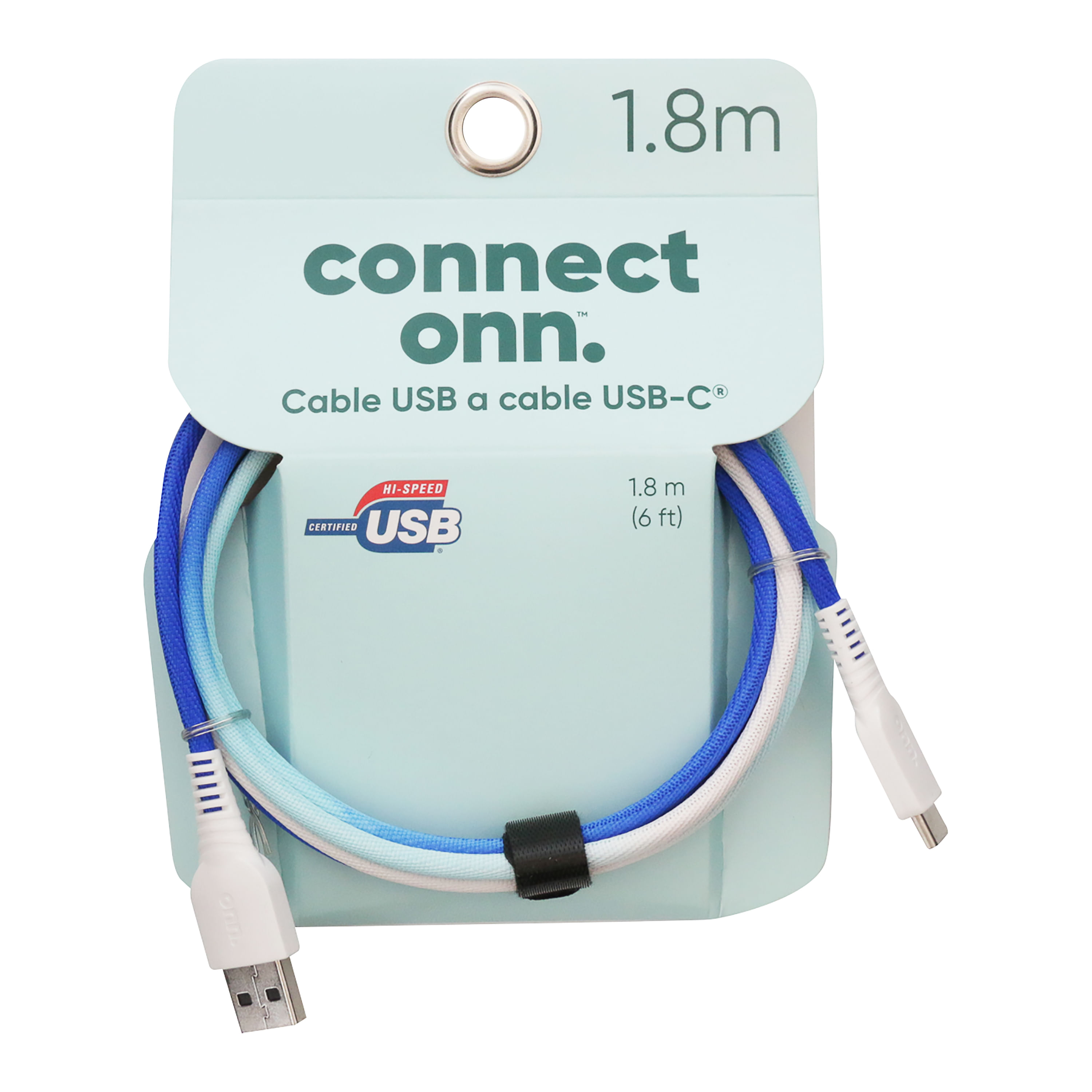 Cable Tipo C Onn Color Azul Con Luz Usb 1 - 8mt