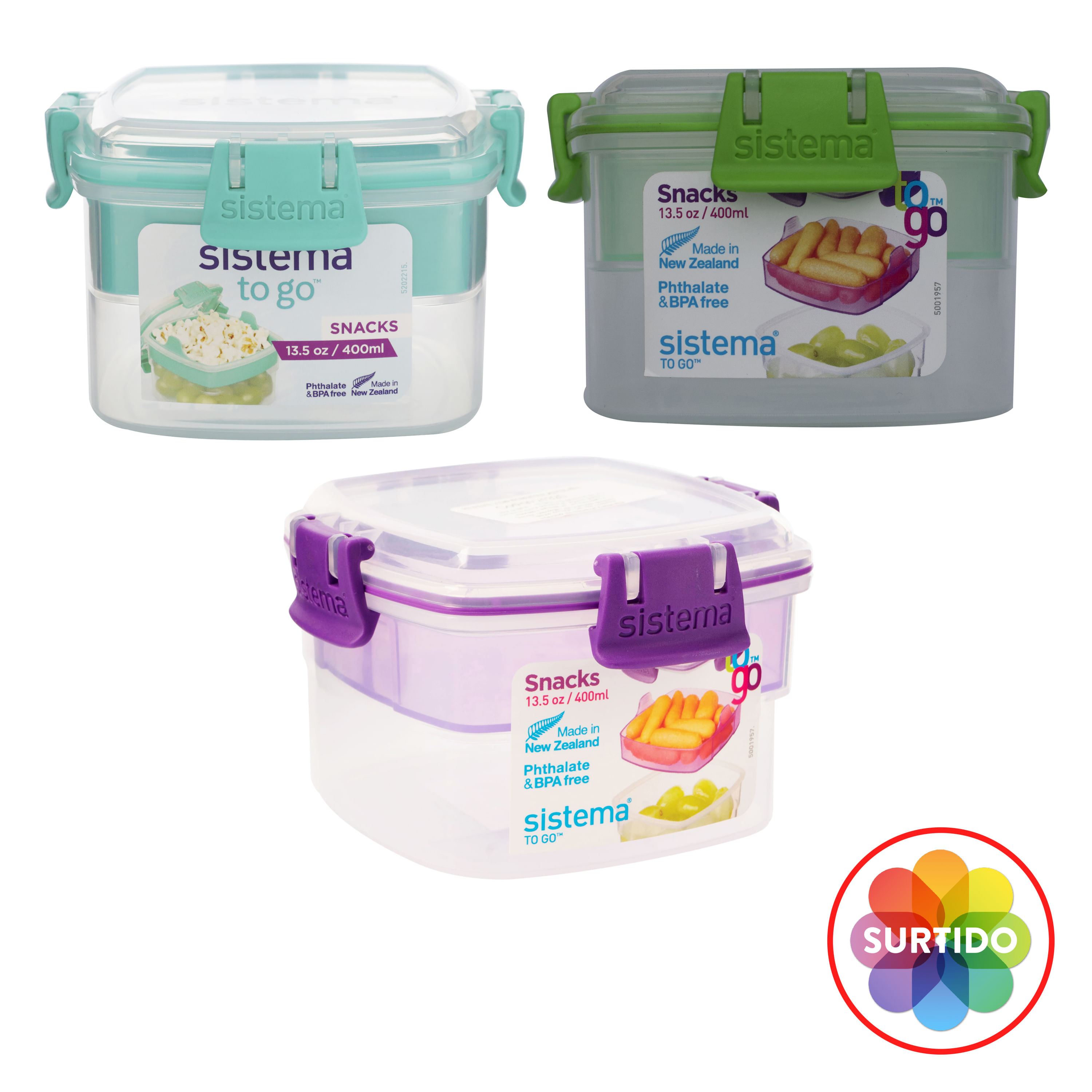Recipiente Hermético Para Snaks Sistema Plastics Togo - 400 ml