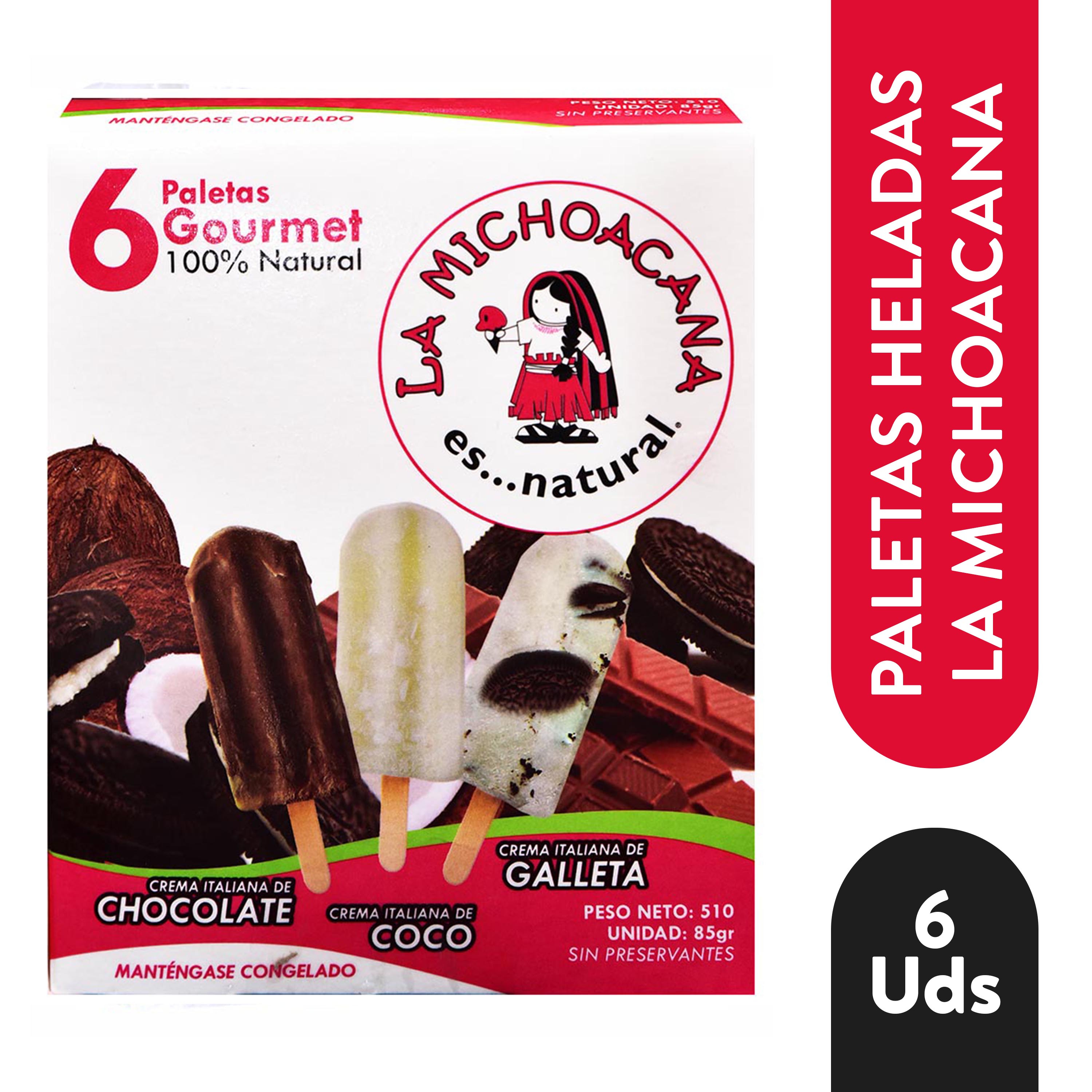 6 Pack Paleta Michoacana Galleta Coco - 510 g