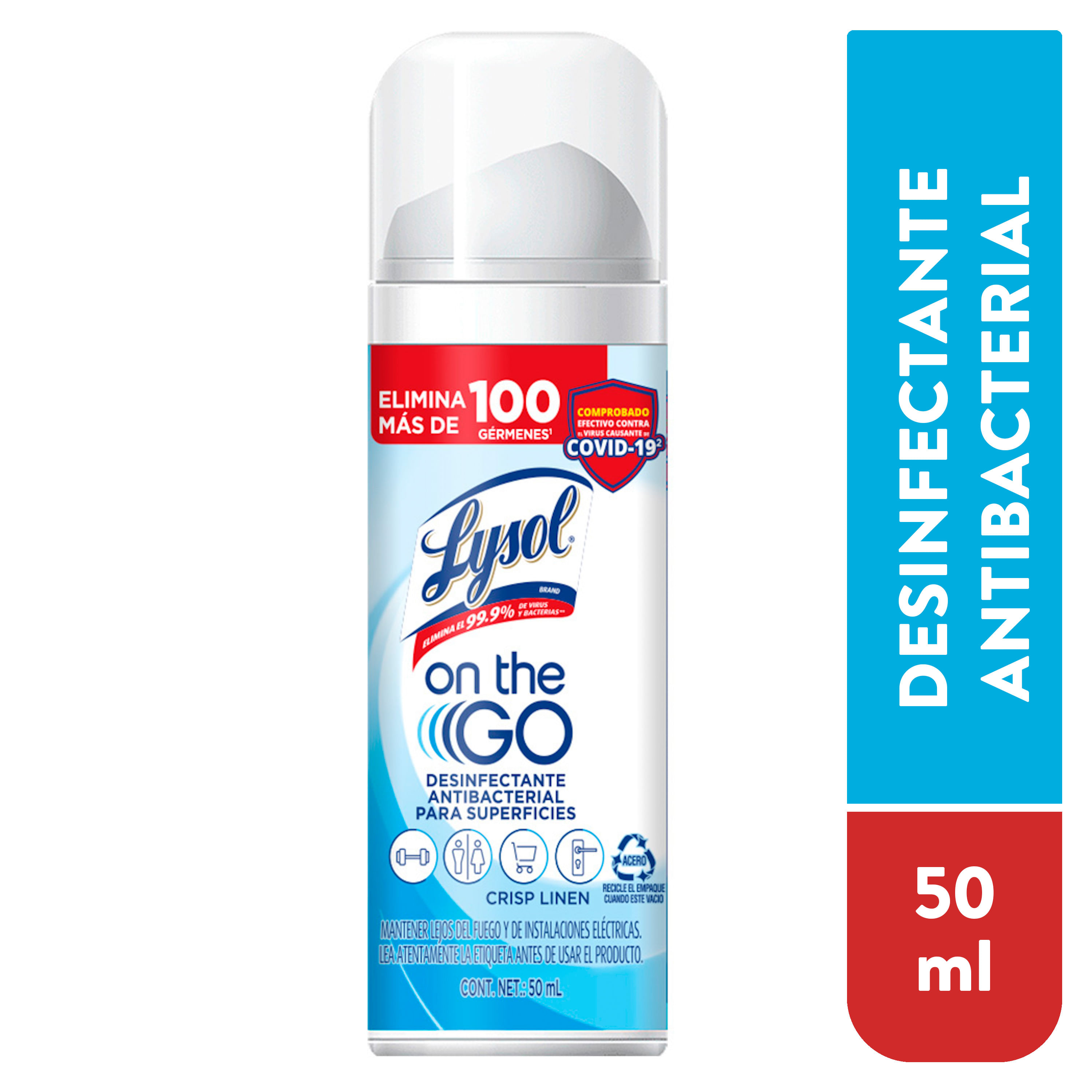Spray Desinfectante Lysol To Go Crisp Linen - 50 ml