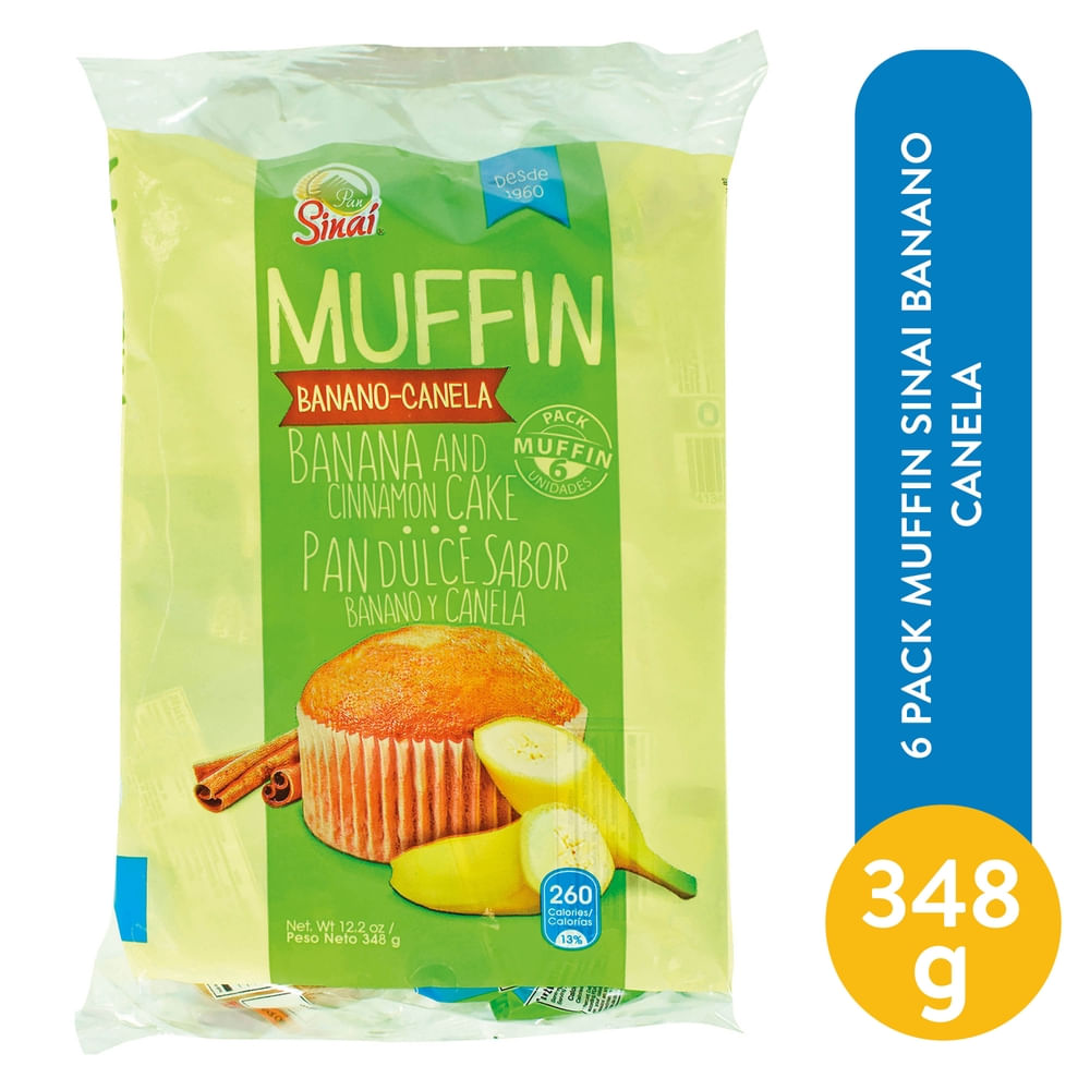 6 Pack Muffin Sinai Banano Cane - 348 g