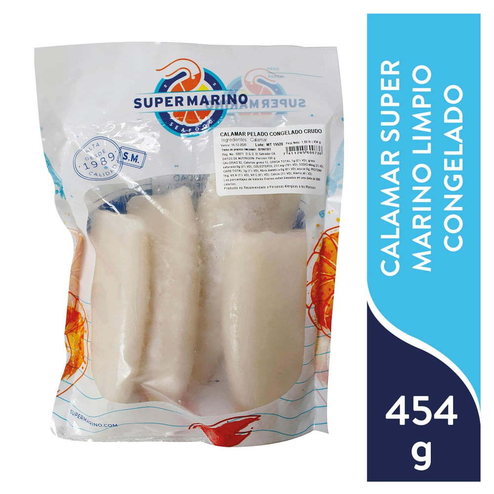 Calamar Super Marino Limpio Congelado - Precio Indicado Por Libra (454 g)