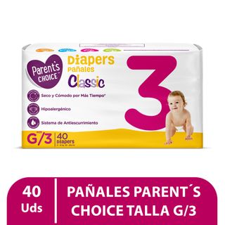 Pañales Parent's Choice Classic Talla G 3 - 40 Uds