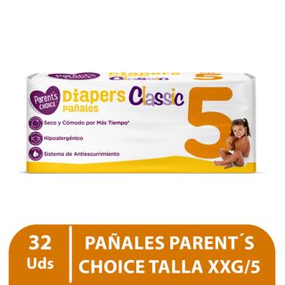 Pañales Parent's Choice Classic Talla XXG - 32 Uds
