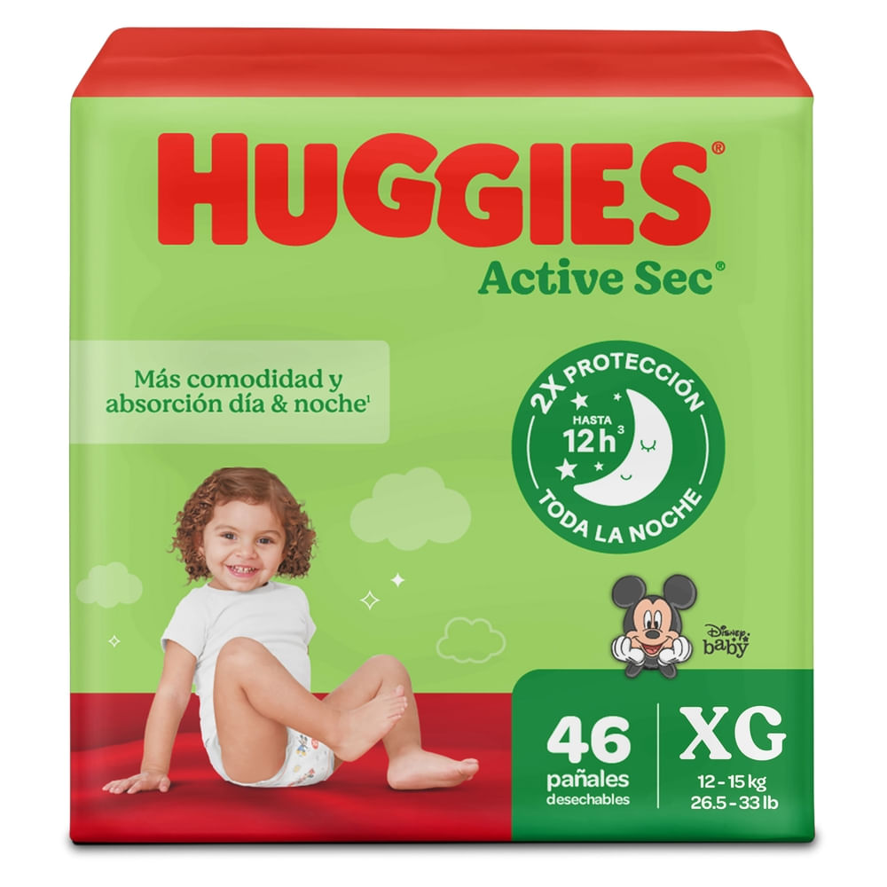 Pañales Huggies Active Sec Etapa 4/XG - 46 Uds