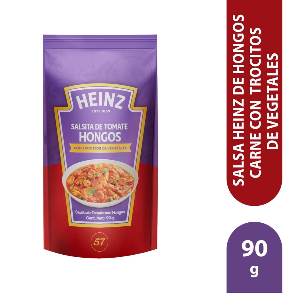 Salsita de tomate Heinz con hongos y trocitos de vegetales - 90 g