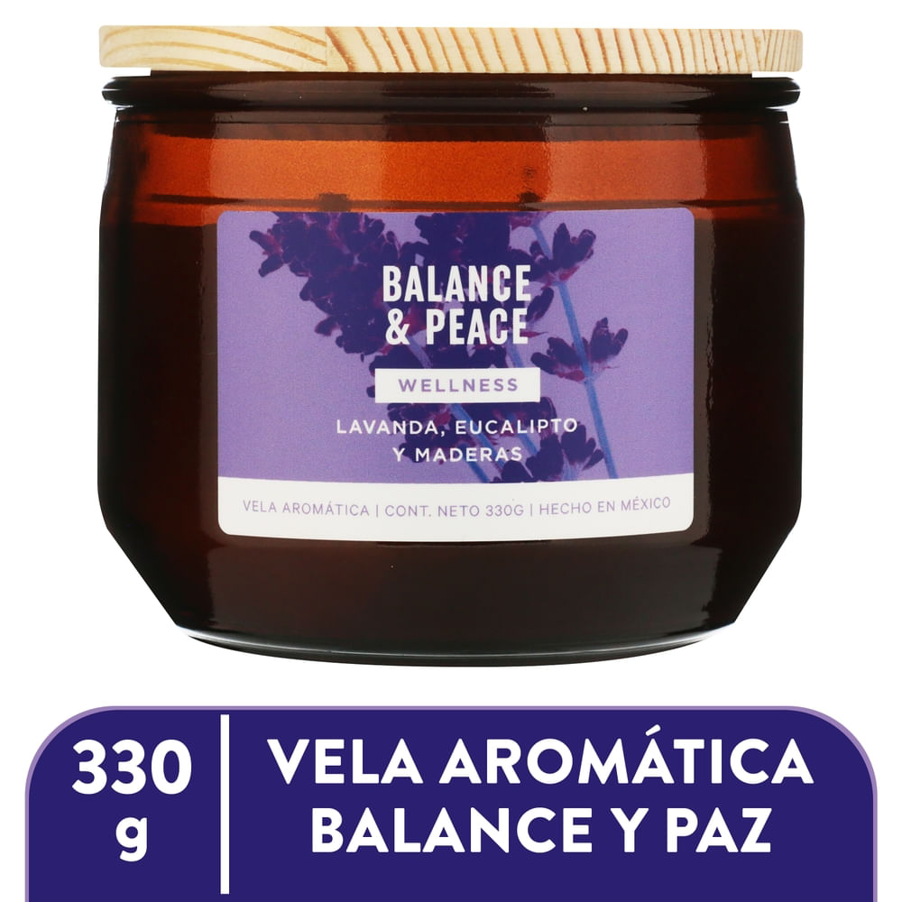 Vela aromática Wellness balance and peace lavanda eucalipto y maderas - 330 g