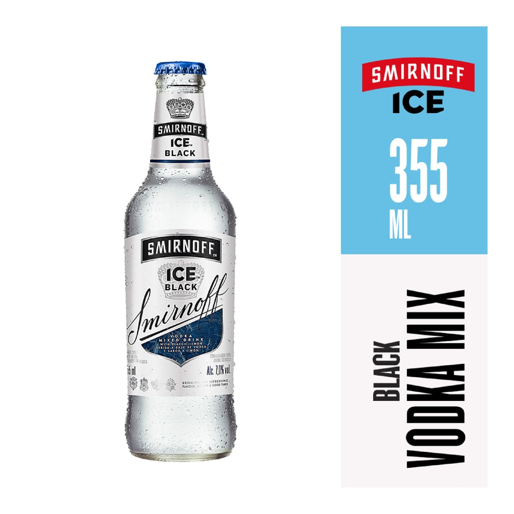 RTD Vodka Smirnoff Ice Black Botella - 355 ml
