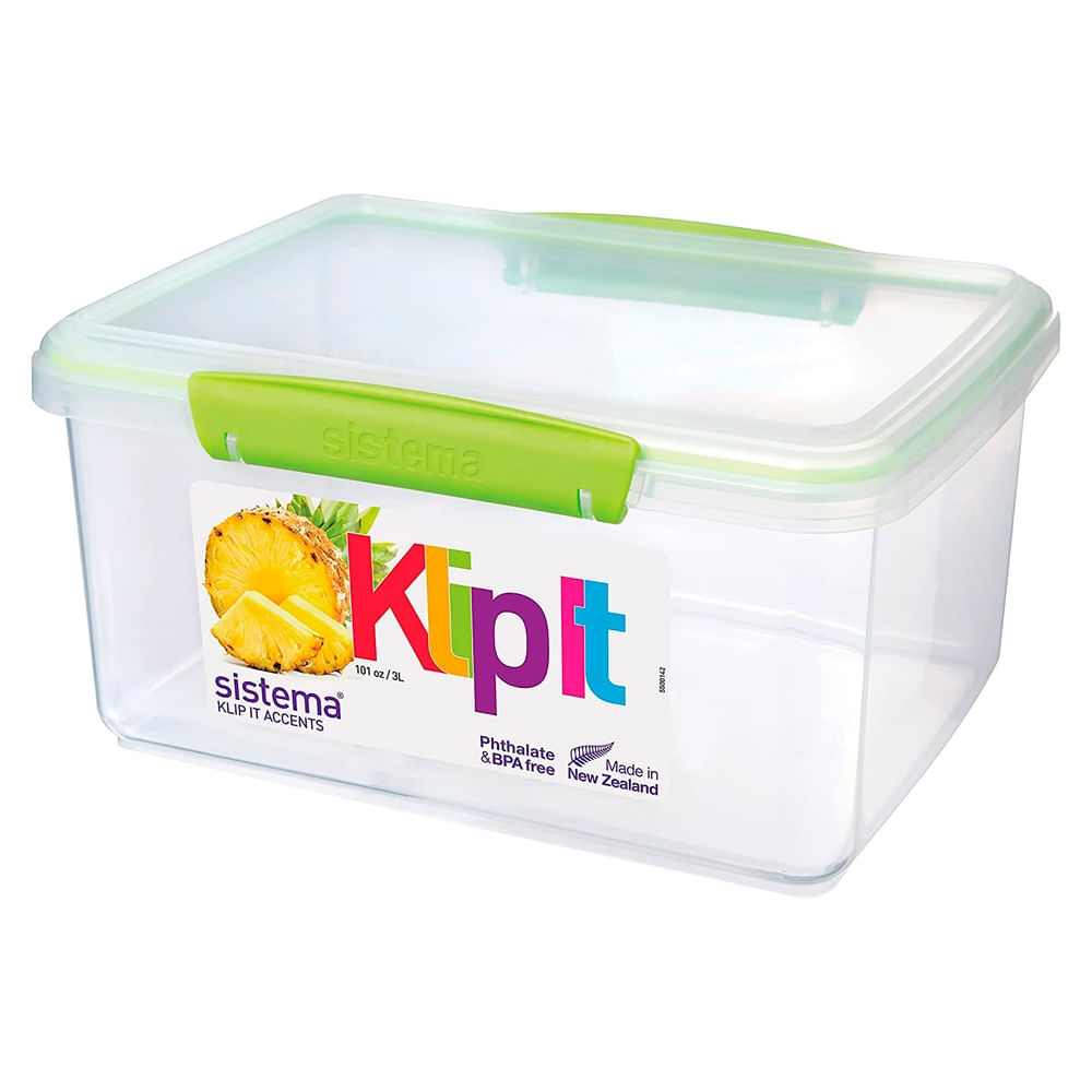 Recipiente Rectangular Hermético Sistema Plastics Klip It - 3 L