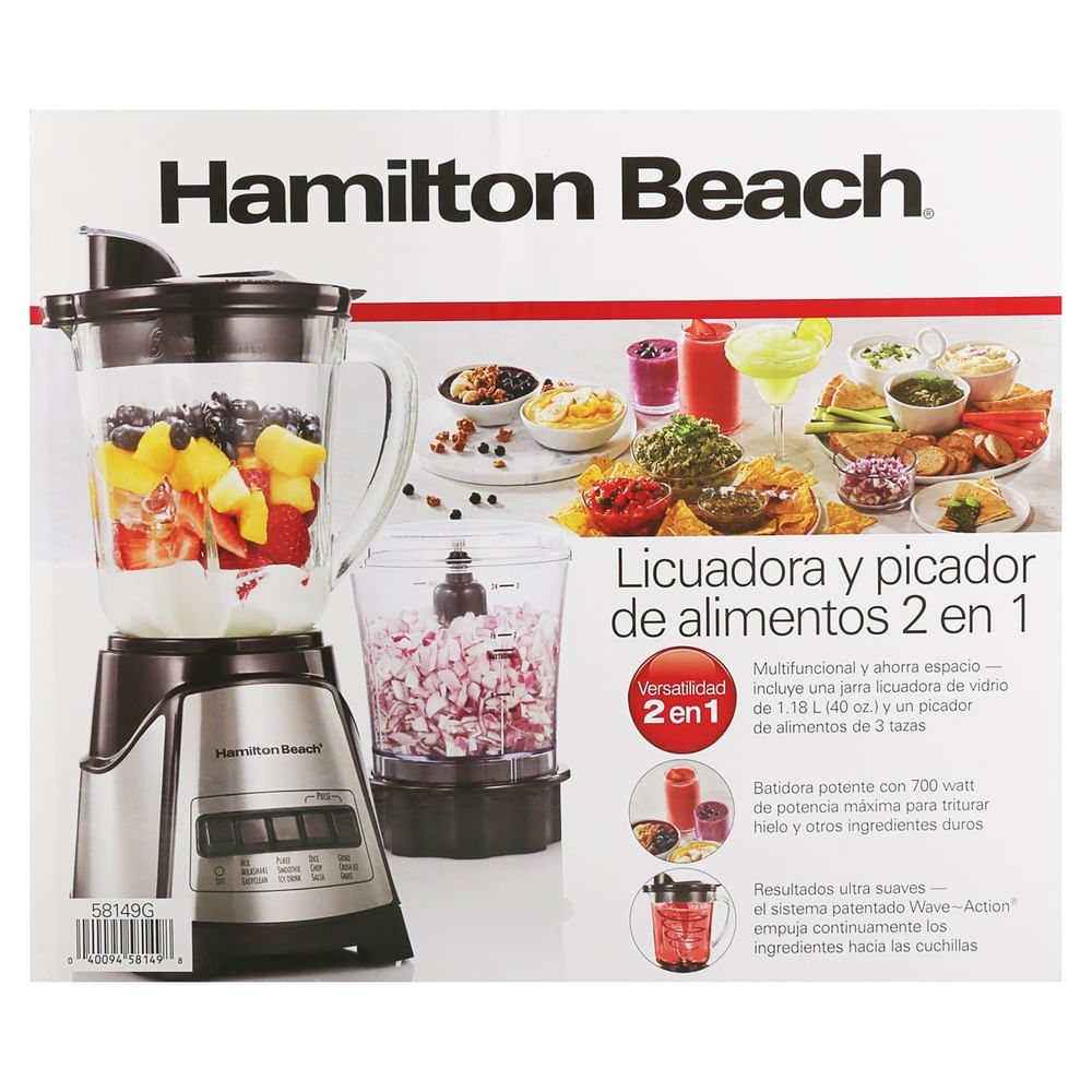 Licuadora Hamilton Beach Vaso Vidrio con Procesador