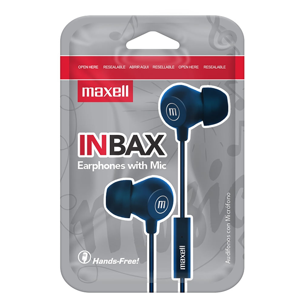 Audífonos Maxell con micrófono in bax
