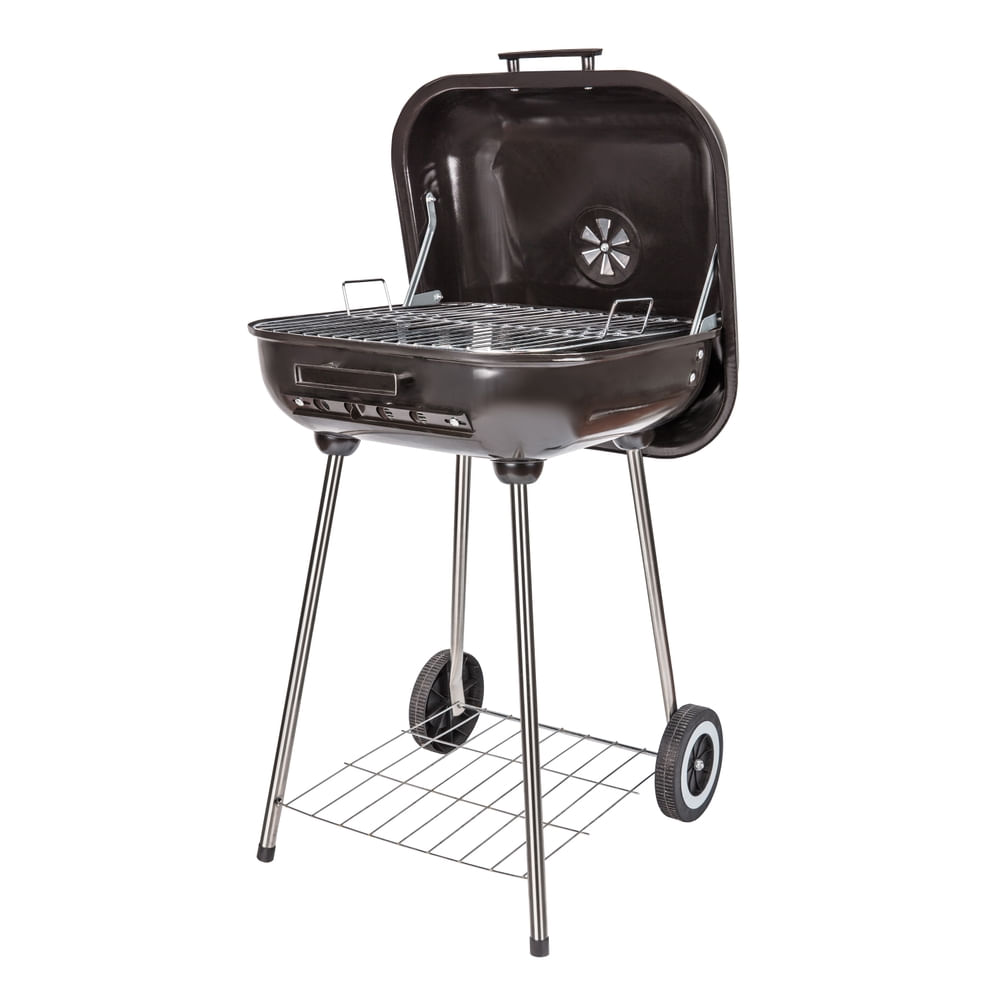 Parrilla de carbón Expert Grill cuadrada con 2 ruedas 18 Pulgadas