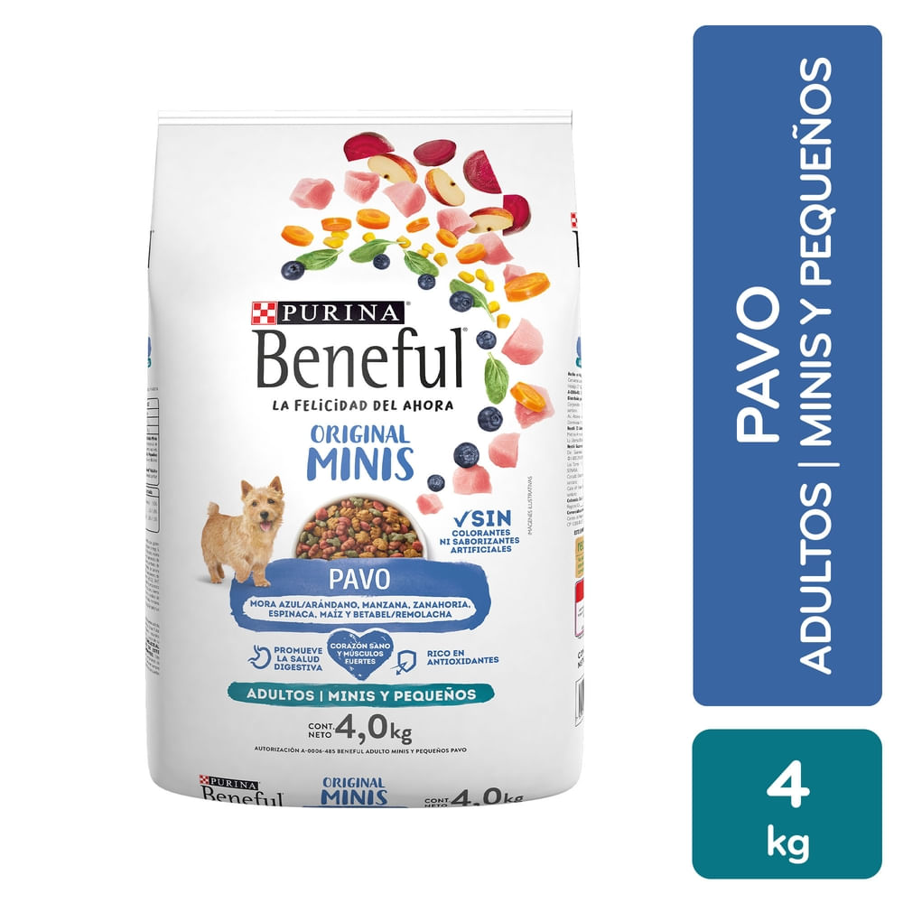 Alimento seco Purina Beneful para perro adulto minis y pequeño sabor pavo - 4 kg