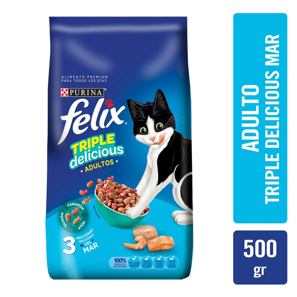 Comida para Gatos Felix adulto Triple delicious mar 500 g