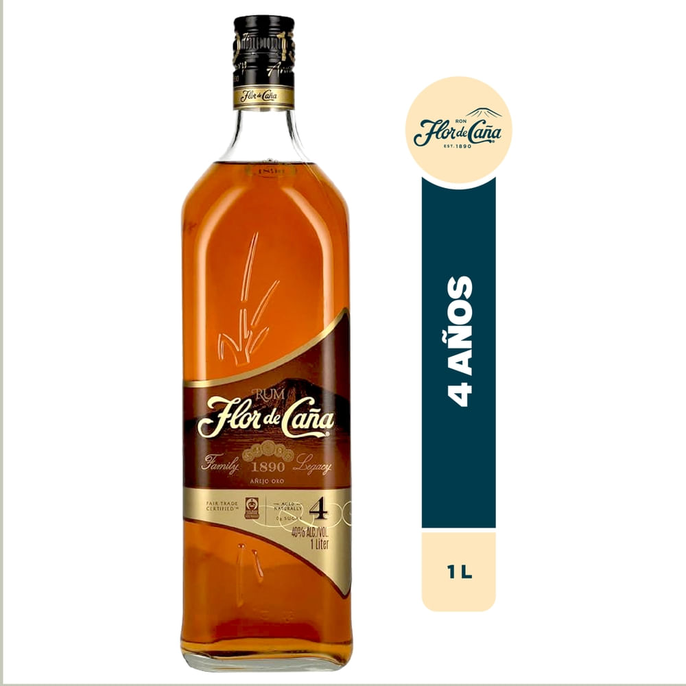Ron Flor De Cana Anejo Oro 4Anos 1000 ml