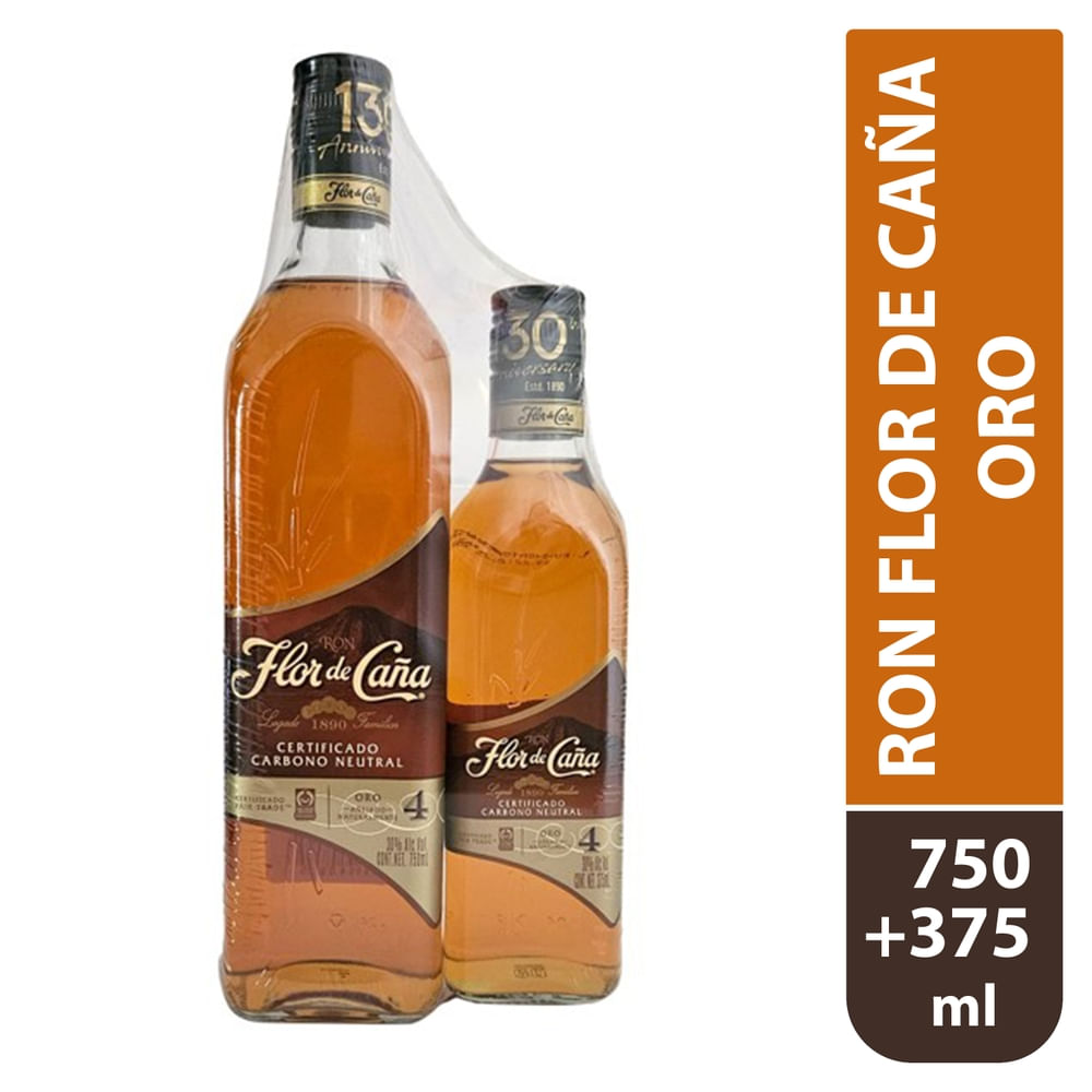 Ron Flor de Caña 2 pack -750 ml y 375 ml