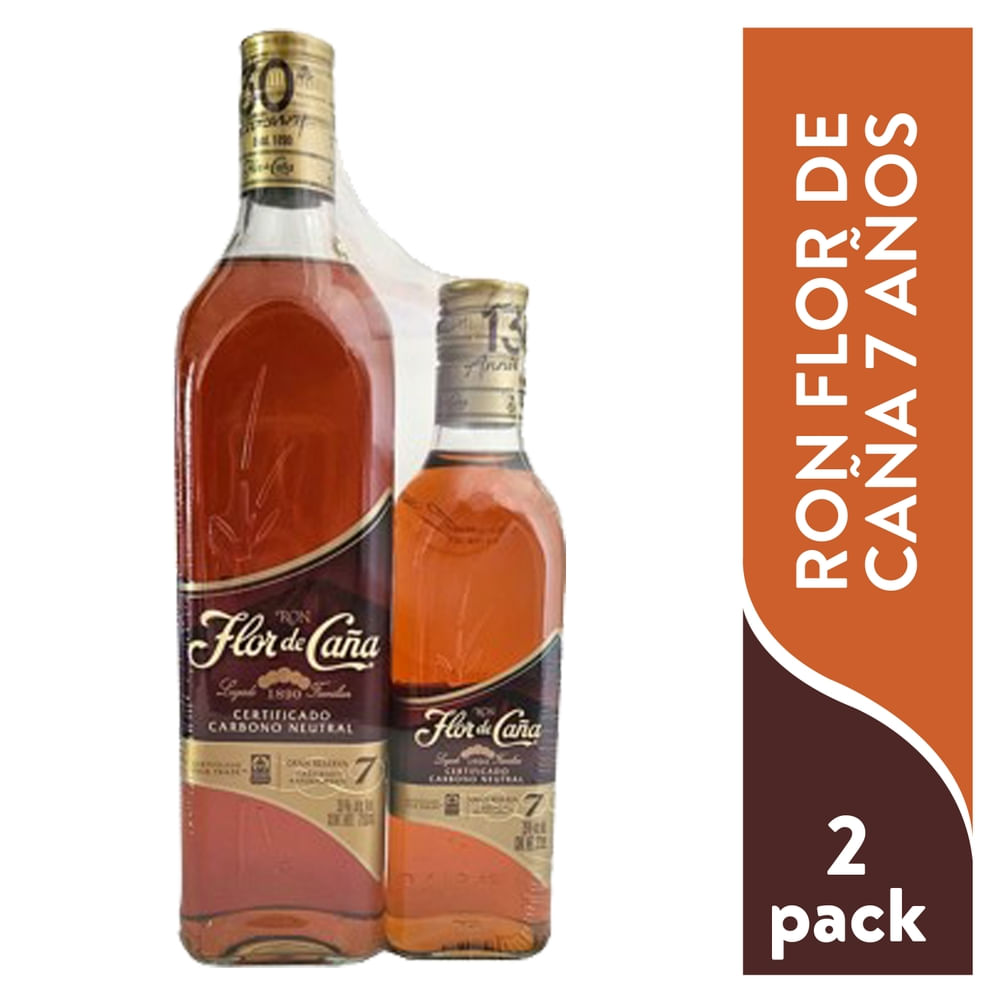 Ron Flor de Caña 7 años 2 pack -750ml y 375 ml