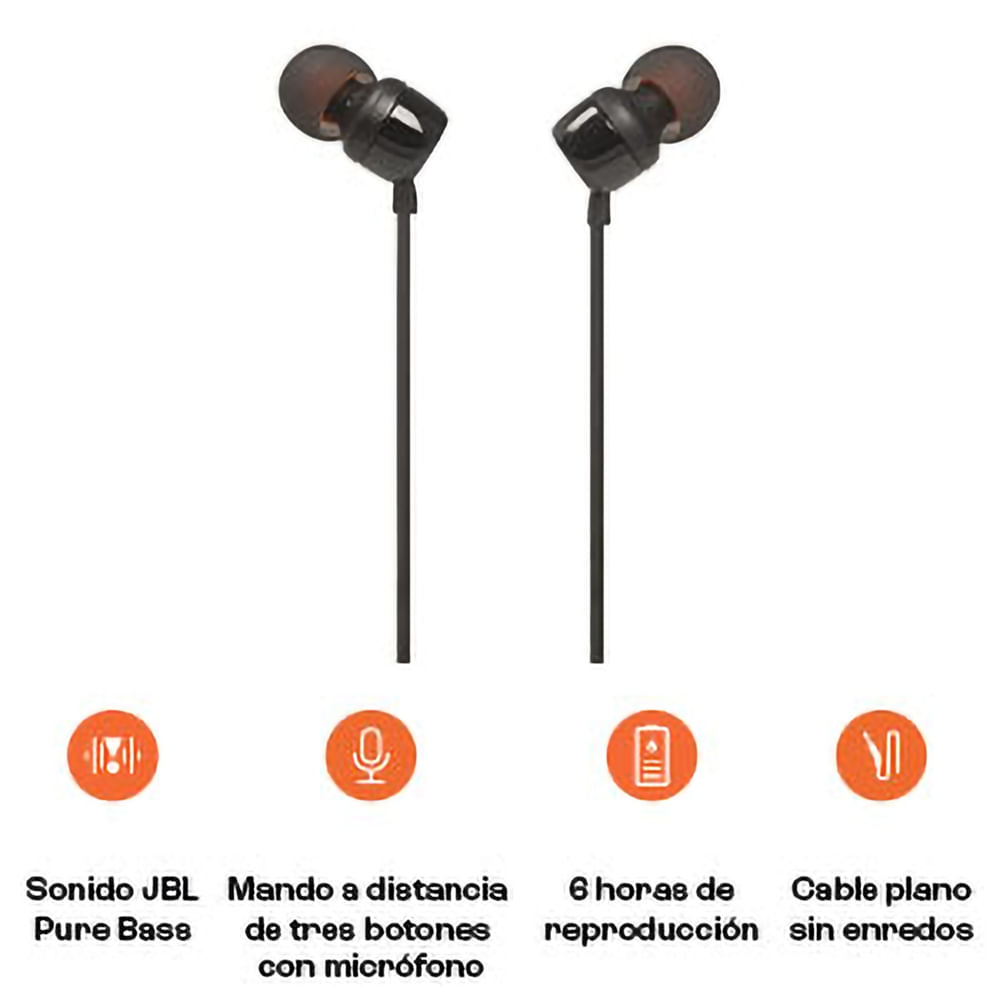 Auriculares intraaurales JBL Tune 110  color Negro