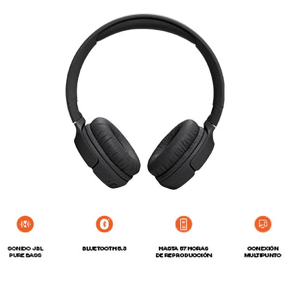 Auriculares inalámbricos supraaurales JBL Tune 520 Bluetooth color Negro