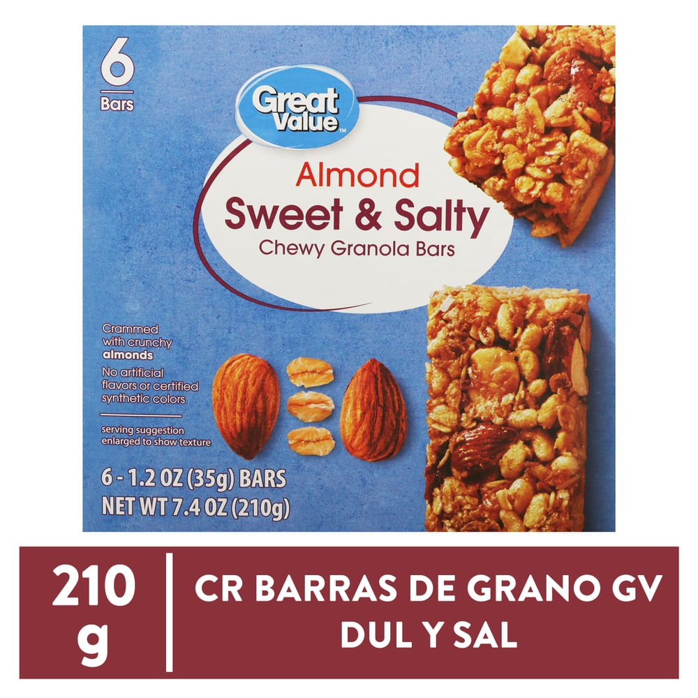 Barras De Granola Great Value Almendras 6 PACK - 210 g