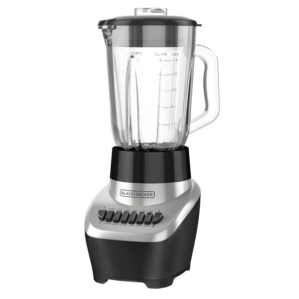 Licuadora Black & Decker vidrio negro y plata BL1120SGM 12 velocidades