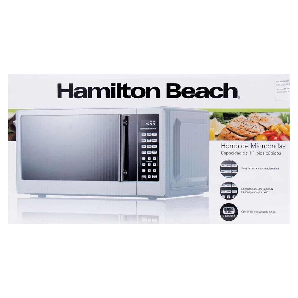 Microondas Hamilton Beach 1.1 pies cúbicos acero inoxidable