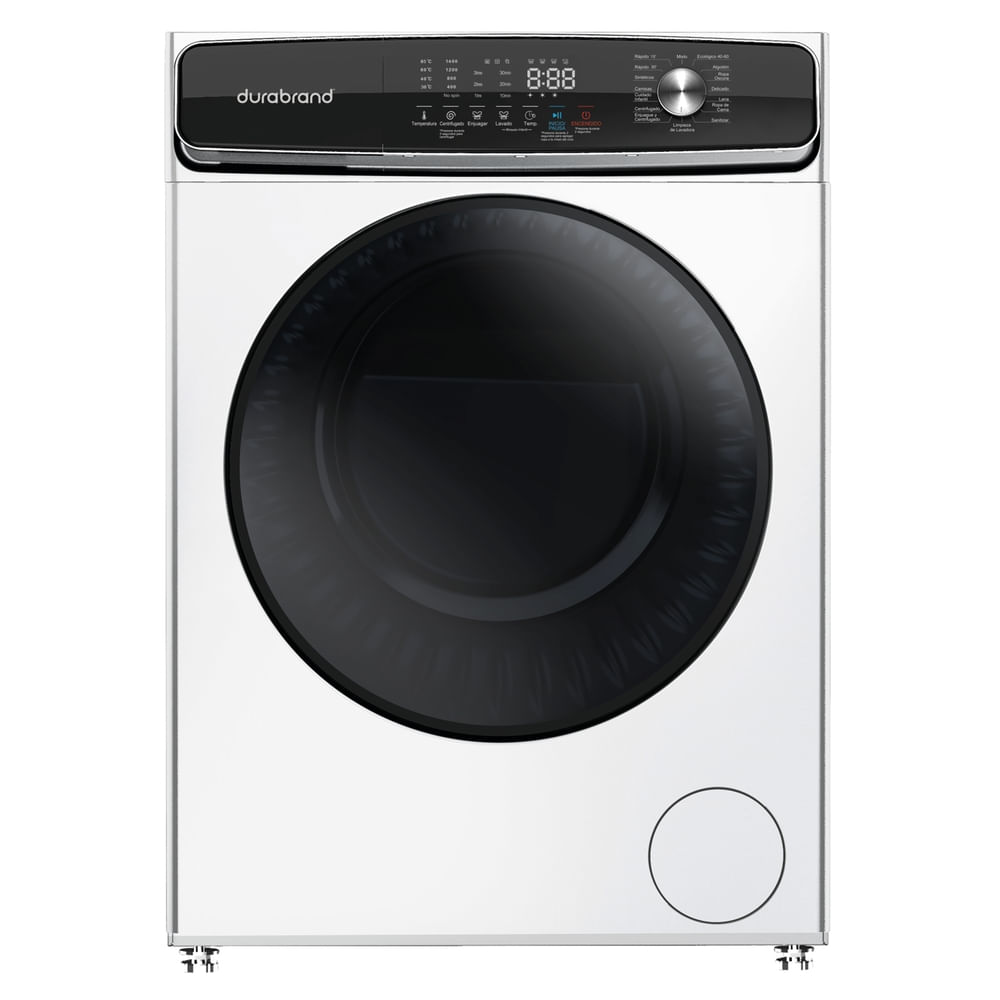 Lavadora Durabrand carga frontal blanca con capacidad de 10.5 kg