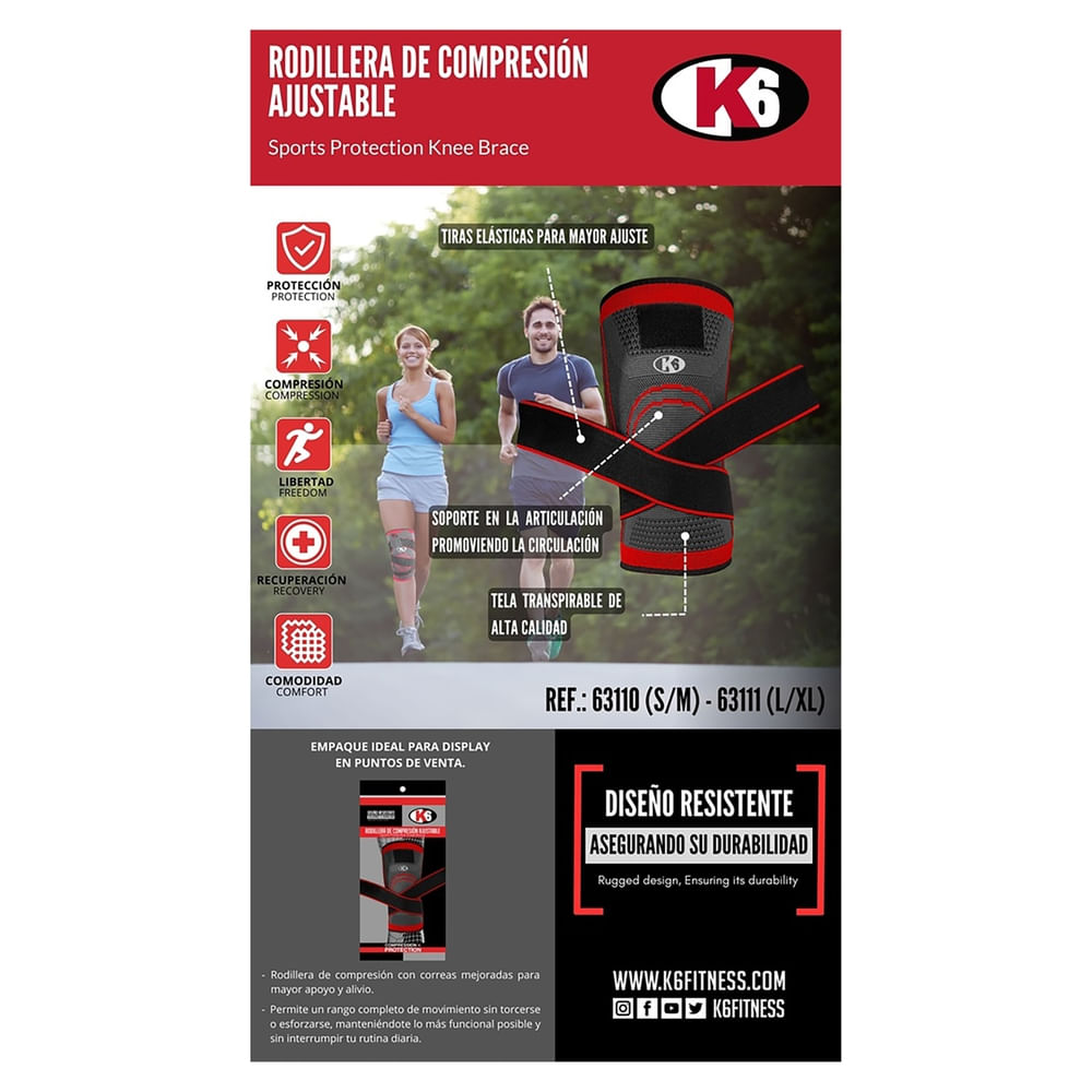 Rodillera K6 de compresión ajustable