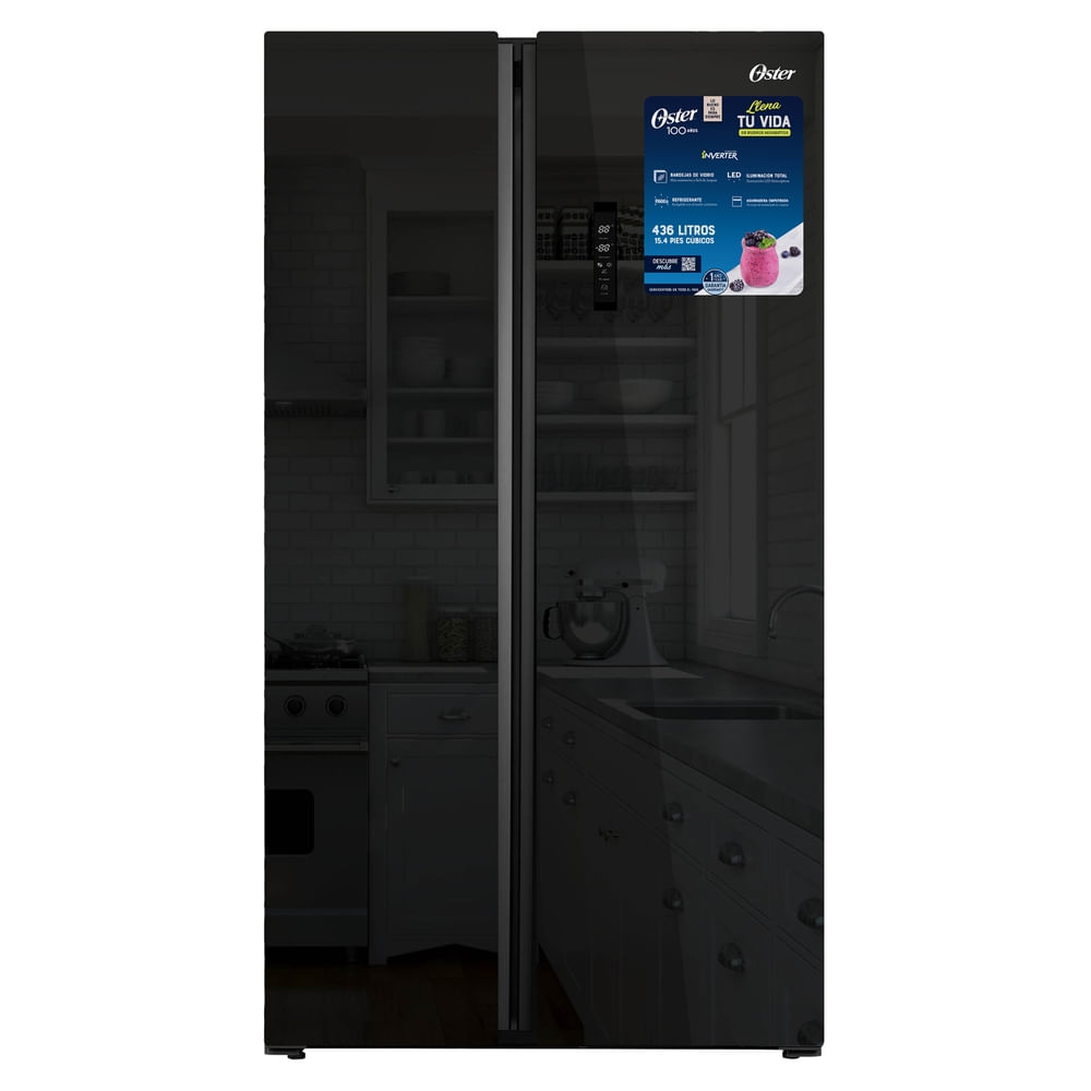 Refrigeradora Oster OS-SBSS1502EGBI negra capacidad 445 L