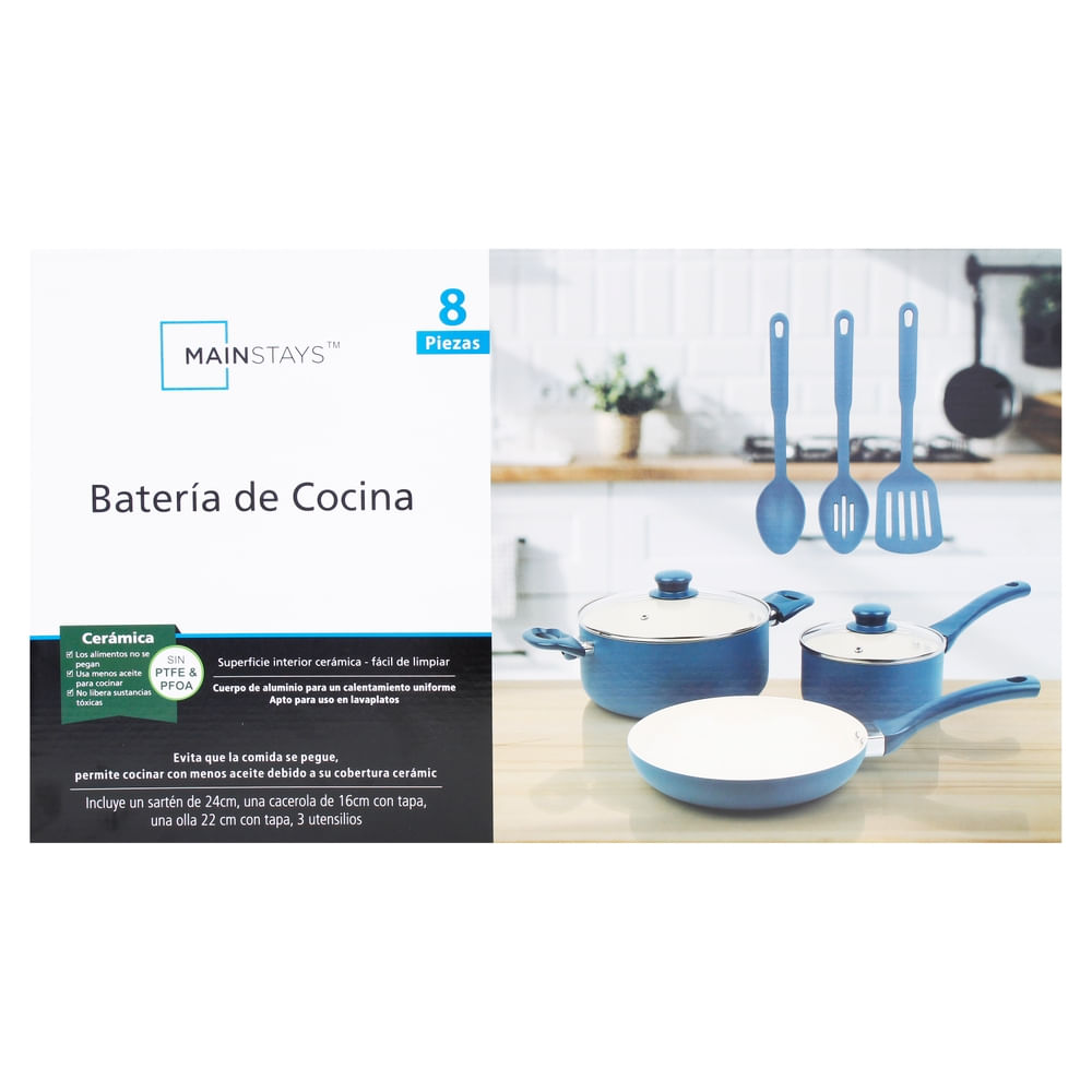 Bateria De Cocina Mainstays 8 Pzas