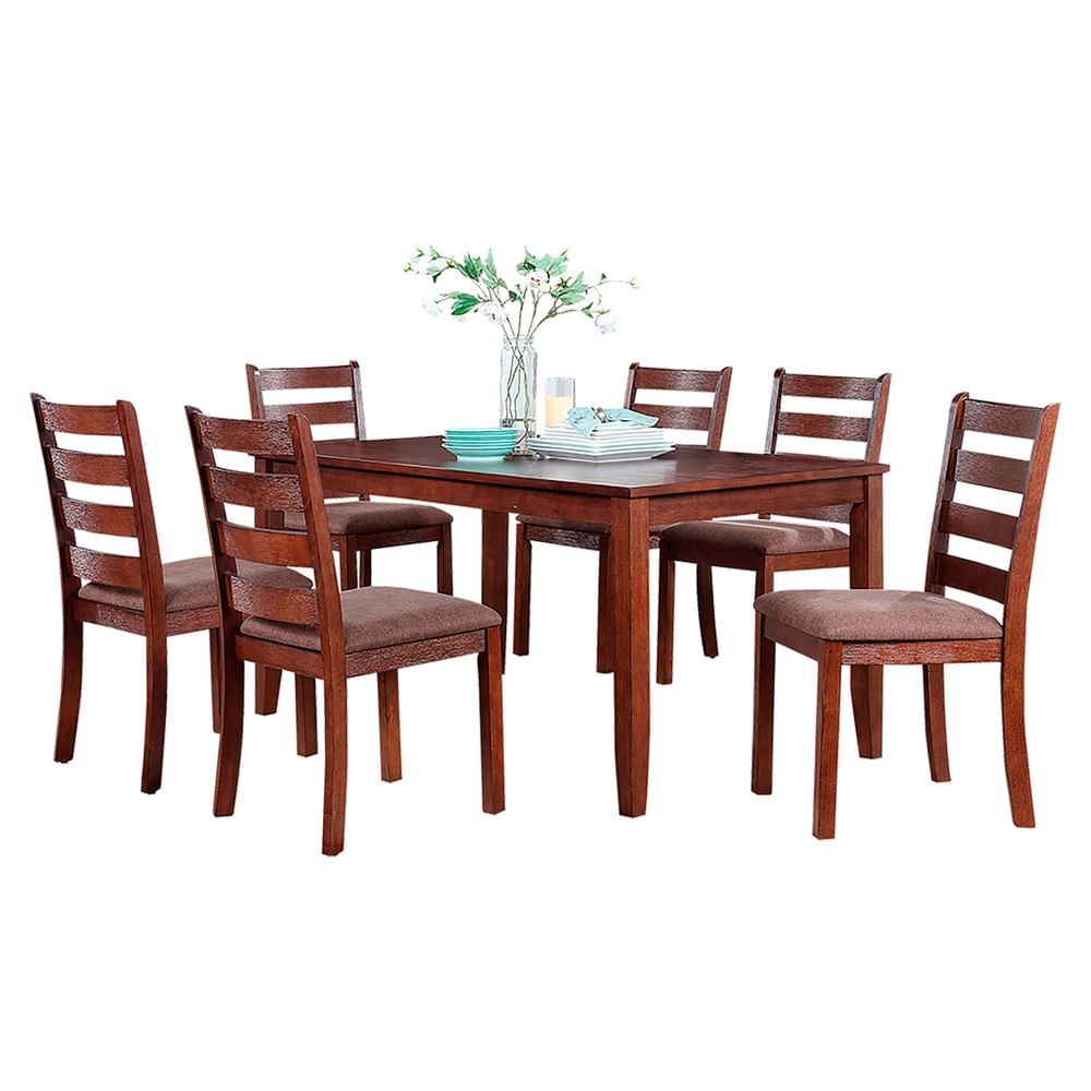 Set De Comedor Mainstays Color Cafe 150 cm - Contiene 7 Piezas