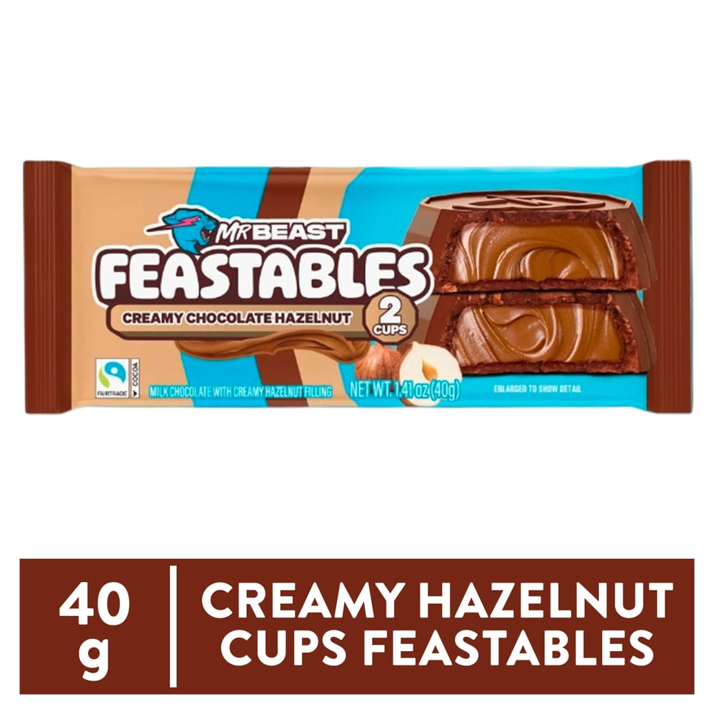 Chocolate Mr Beast feastables centro cremoso con avellanas - 40 g