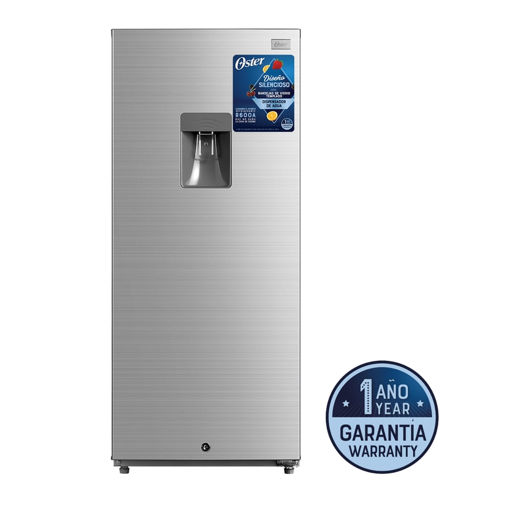Refrigeradora Oster Defrost OS-DFMI187VD plateada con dispensador  6.6 pies cúbicos