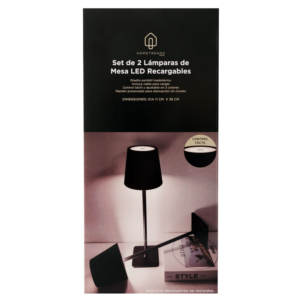 Ht Set 2 Lamparas Recargables Negra 38Cm