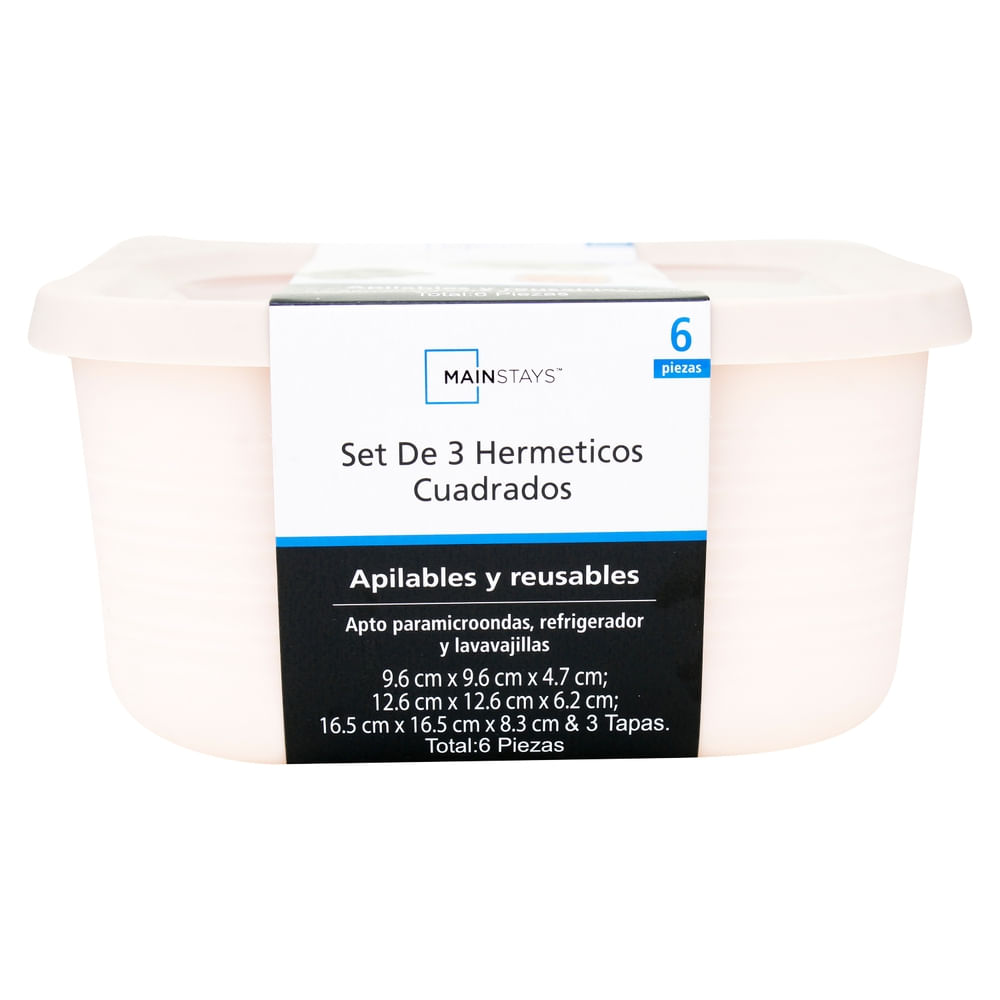 Set De 3 Hermeticos Cuadrados