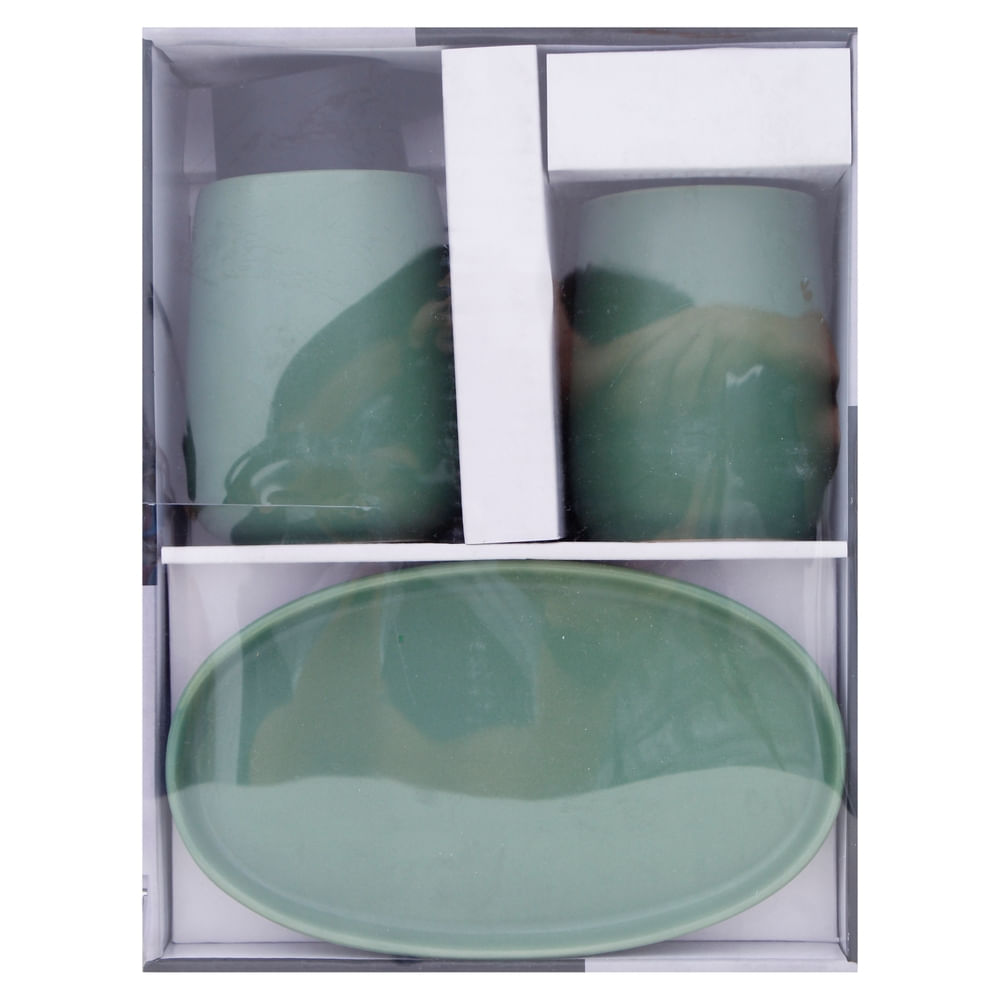 Set De Bano De Ceramica De 3 Piezas Qu