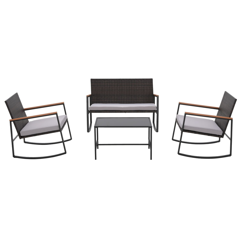 Set De Sala Home Trends Mecedora Gris - 4 Piezas