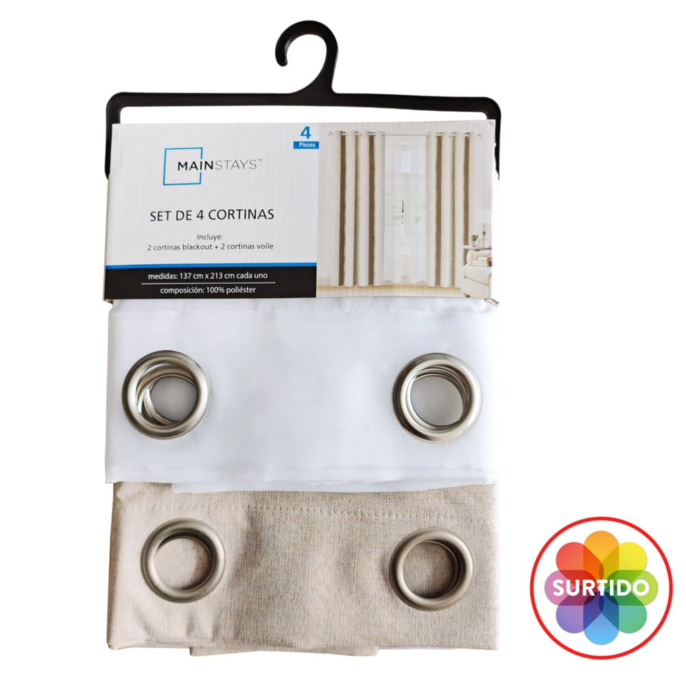 Cortinas y Persianas Mainstays Ms Set Cortinas 2 Blackout Gris 2 Transp