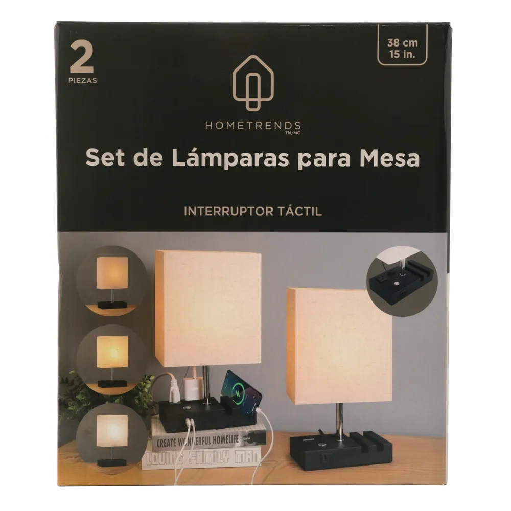 Lámparas Home Trends Led Touch Puerto USB-C - 2 Uds