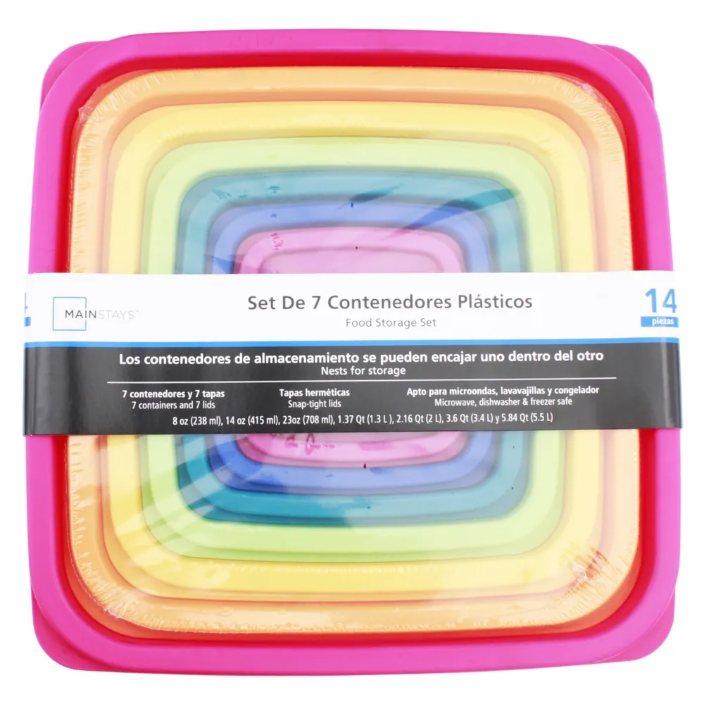 Herméticos y Refractarios Mainstays Set d 7 Contenedores De Alimentos Mainst