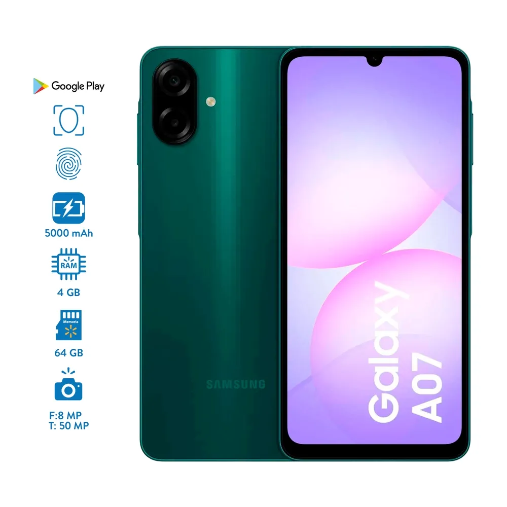 Celular Samsung A07 64GB Almacenamiento
