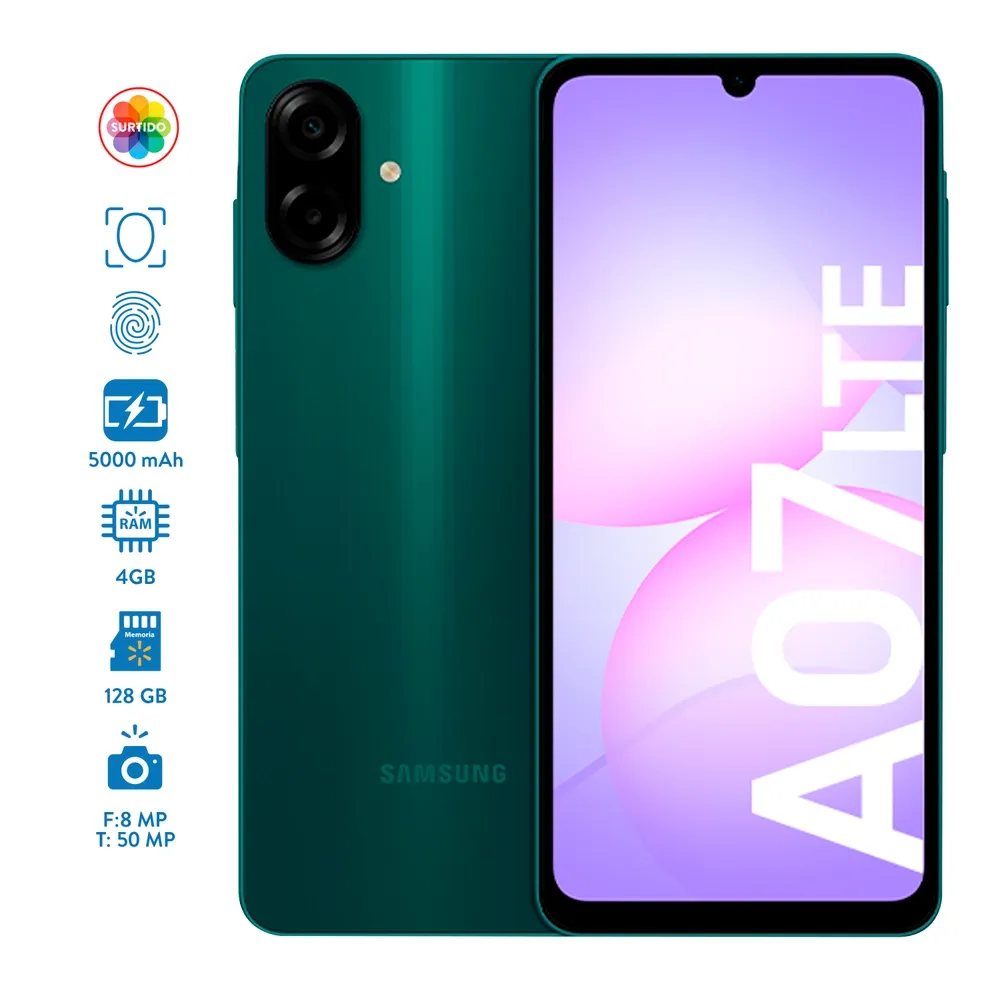 Celular Samsung A07 LTE 4GB RAM 128GB Almacenamiento