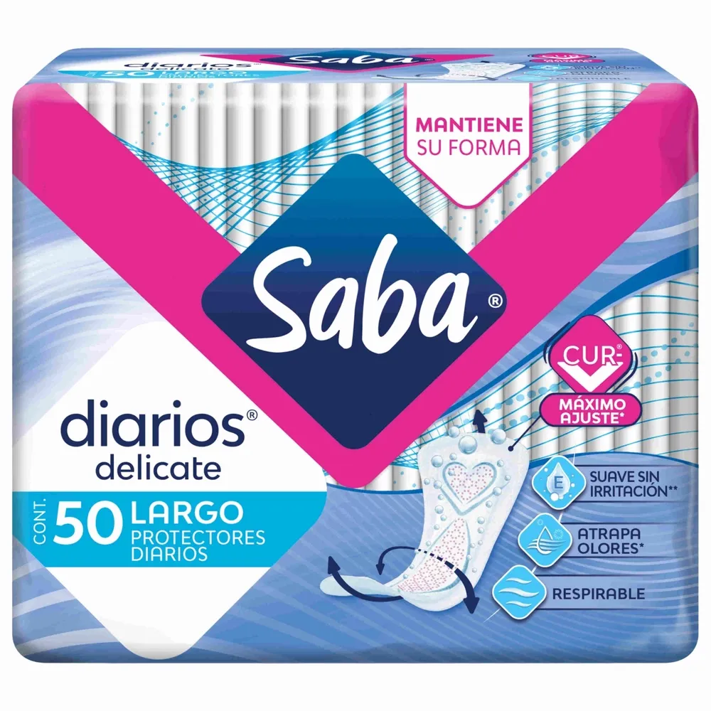 Protectores Diarios Saba Delicate Largos - 50 piezas